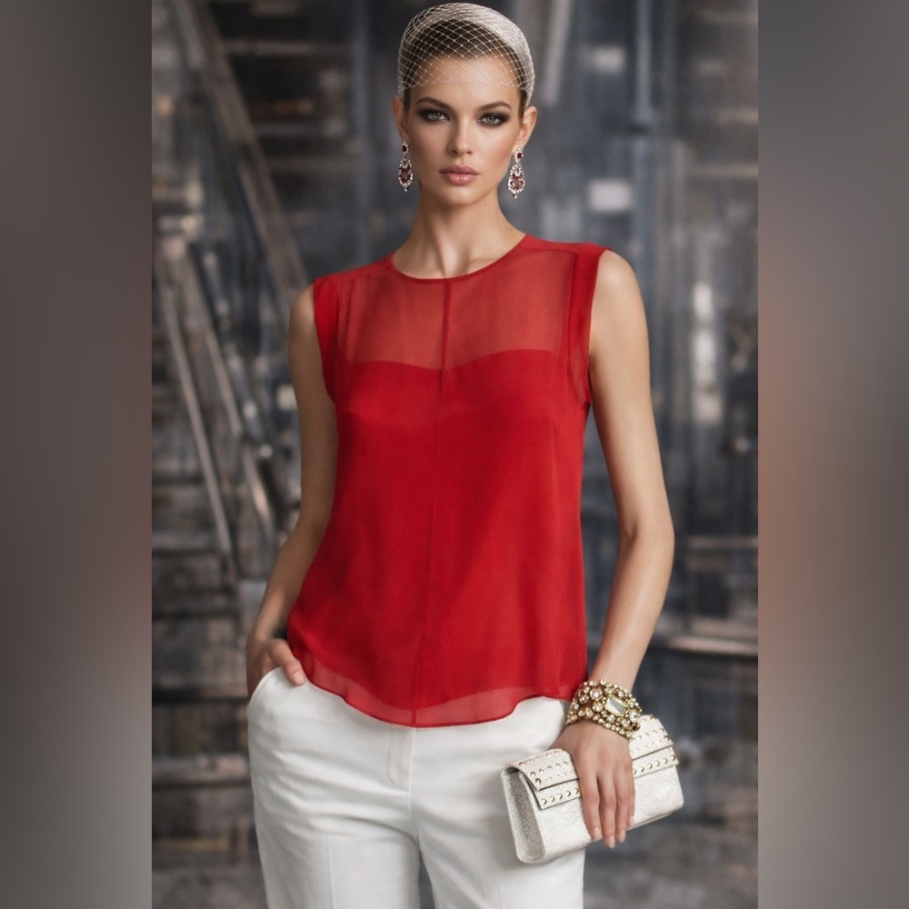 NWT BCBGMaxAzria “Seline” Sleeveless Silk Top – Size XS| 100% Silk